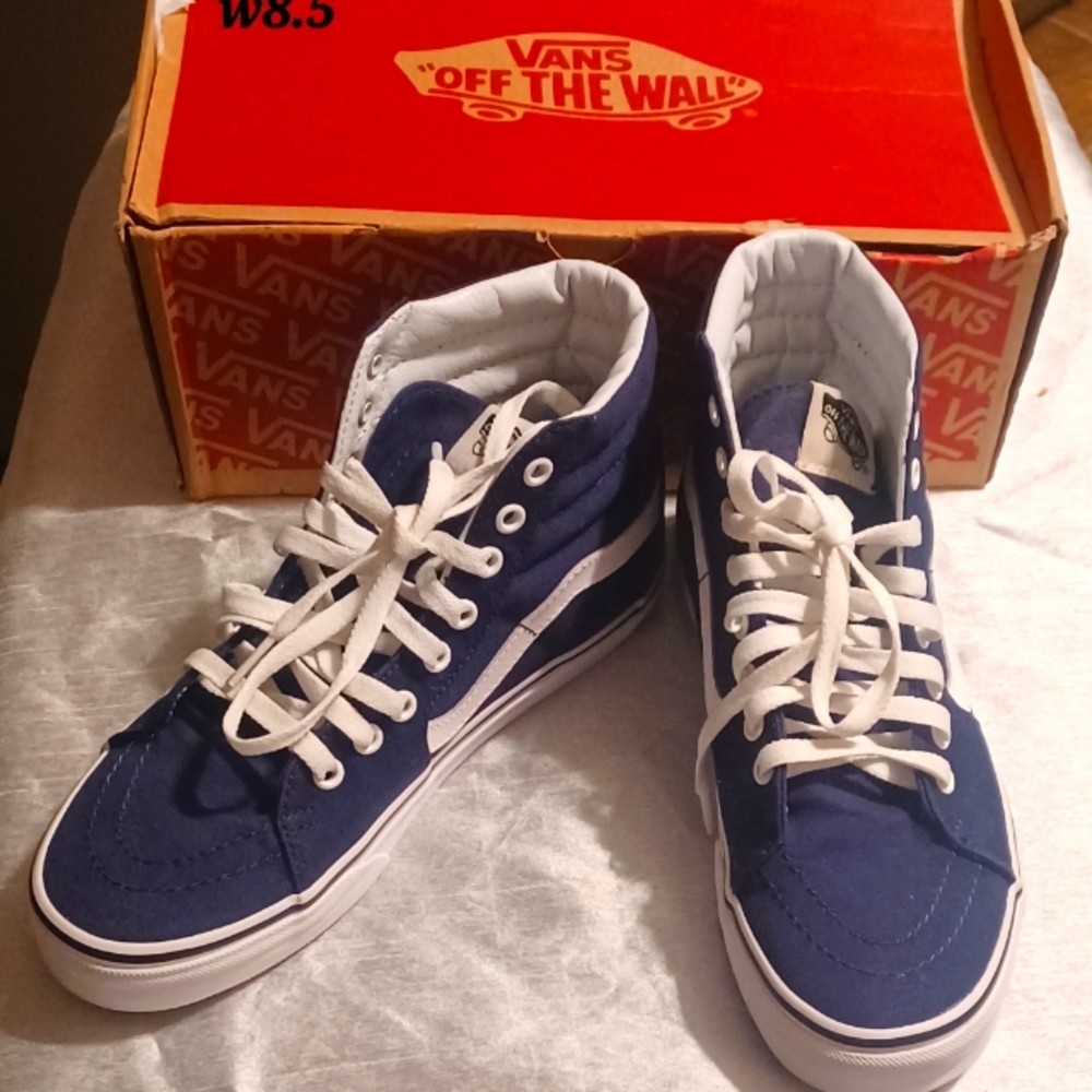 Vans SK8-Hi dress Blu Tru white  women's size 8.5 men's 7.0